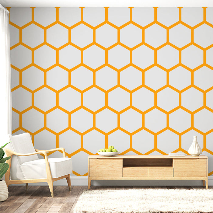 Fototapet honeycomb | Oransje geometrisk mønster