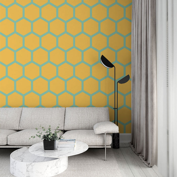 Papel de parede hexagonal | Amarelo e Verde