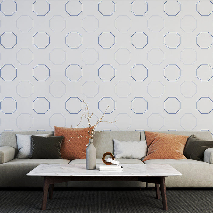Tapeta s oktagonálním vzorem | Modrý a bílý geometrický vzor