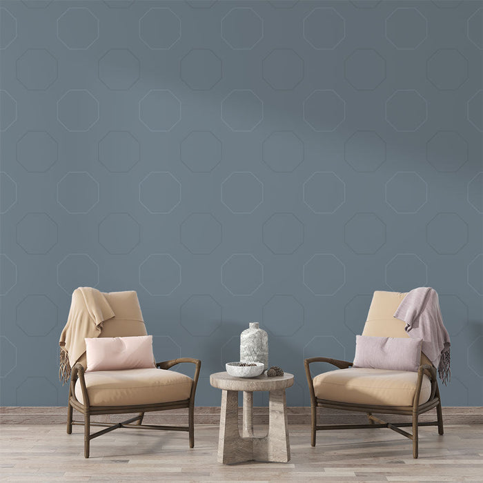 Falfestmény tapéta nyolcszög | Kék geometriai minta