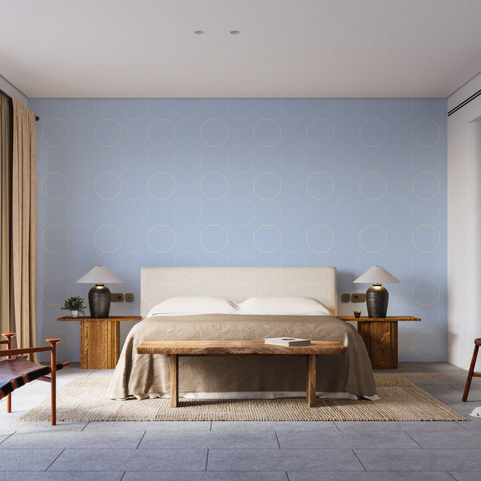 Tapet geometrisk | Blekblått åttkantigt mönster