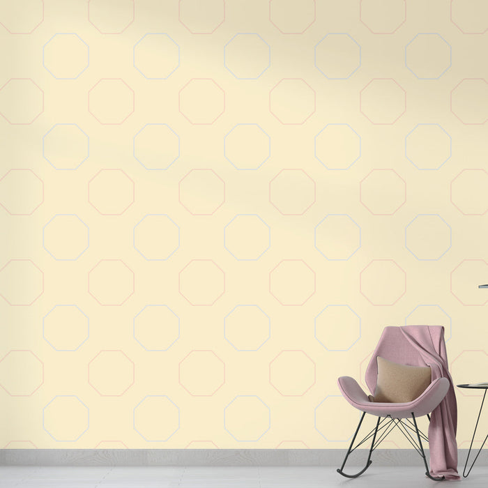 Tapeta s geometrickým vzorem | Bežový osmiboký vzor