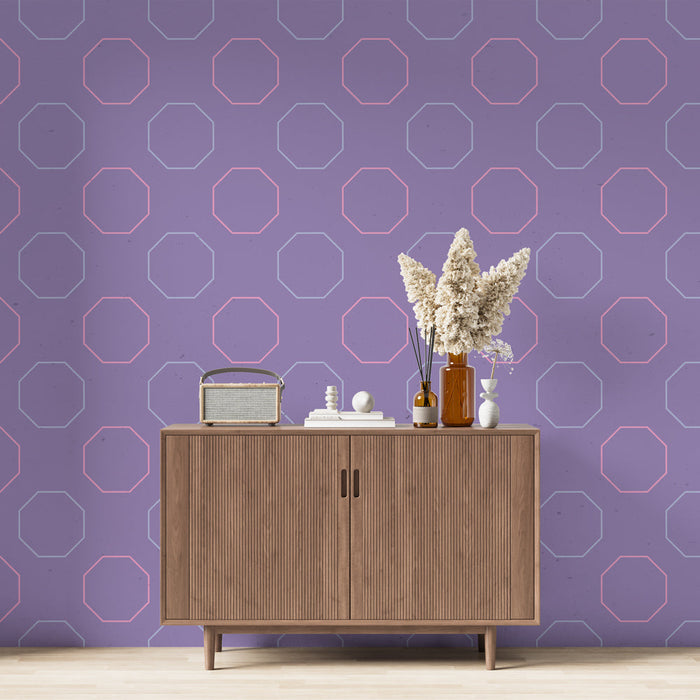 Fototapet geometrik | Pastel mor sekizgenler