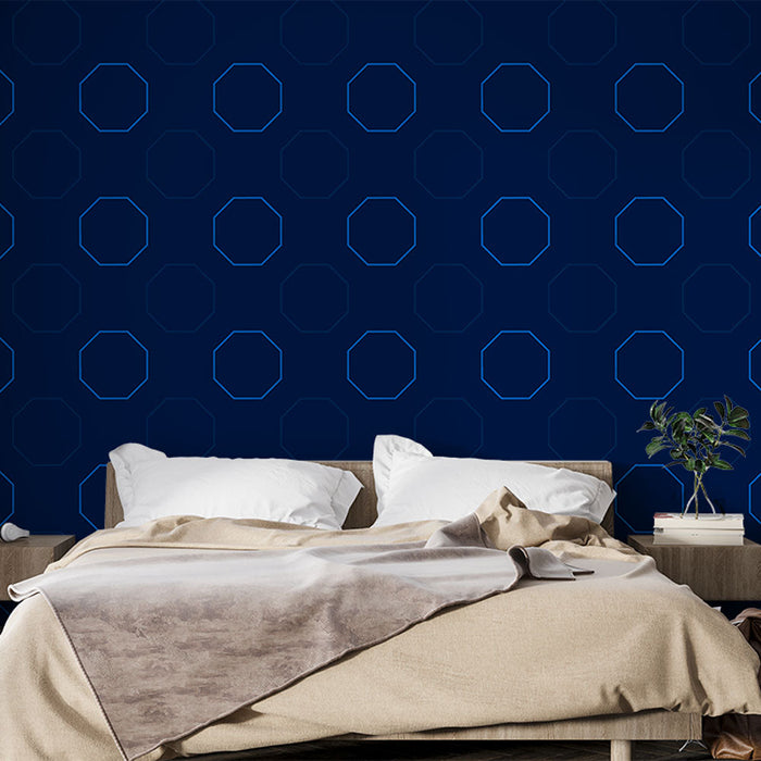 Tapeta s geometrickým vzorem | Modrý osmiúhelníkový vzor