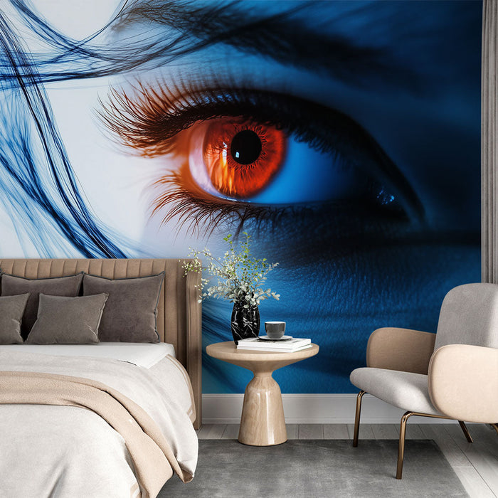 Tapeta Umělecké oko | Jasně modrá a oranžová