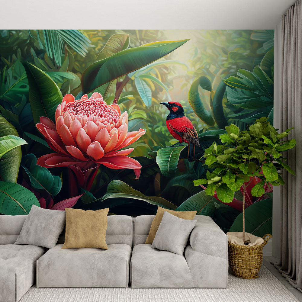 Mural Wallpaper tropical bird | Exotic and colorful design — WonderMural