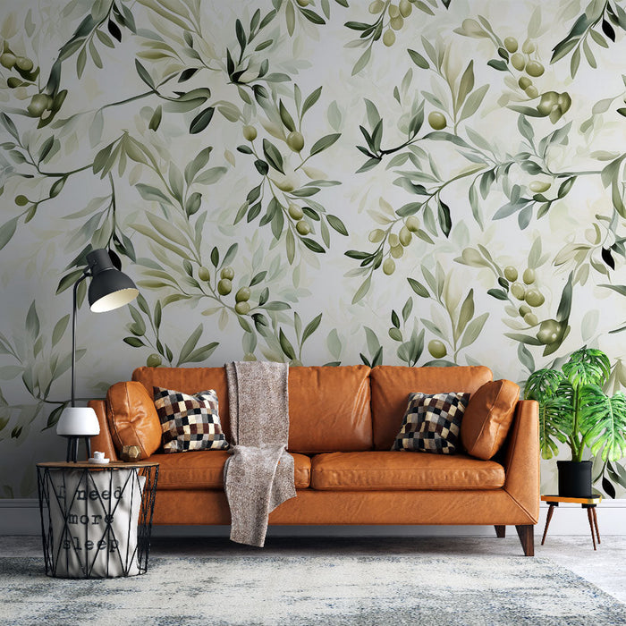 Foto Behang | Olijftakpatroon
