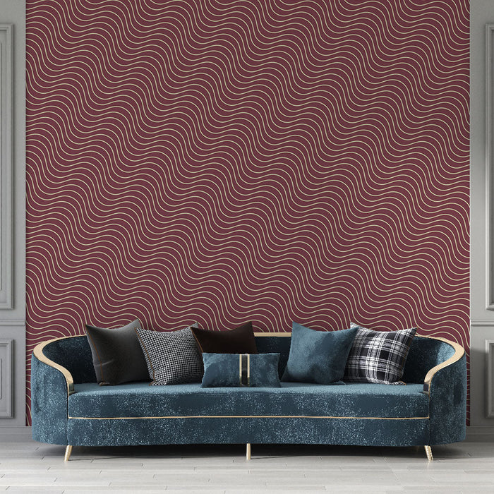Carta da parati ondulata | Motivo ondulato bordeaux