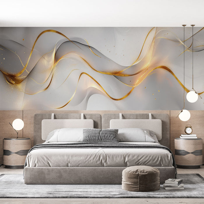 Ταπετσαρία τοίχου | Χρυσά θραύσματα σε ρευστό φόντο