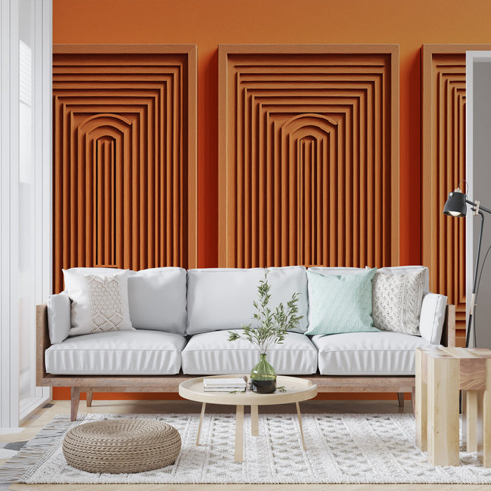 Fototapeet 3D geomeetriliste mustritega | Kaasaegne reljeefne efekt koos kontsentriliste joontega