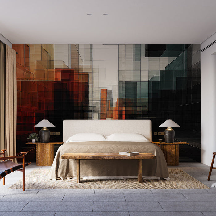 Tapeta urban abstraction | Geometrické dojmy v teplých a chladných tónech