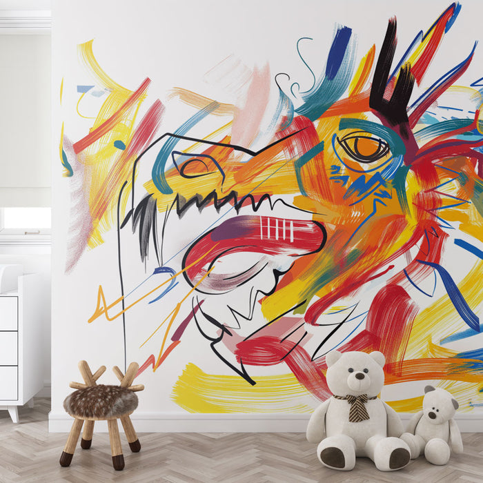 Colorful Mural Wallpaper | Multicolored Dragon