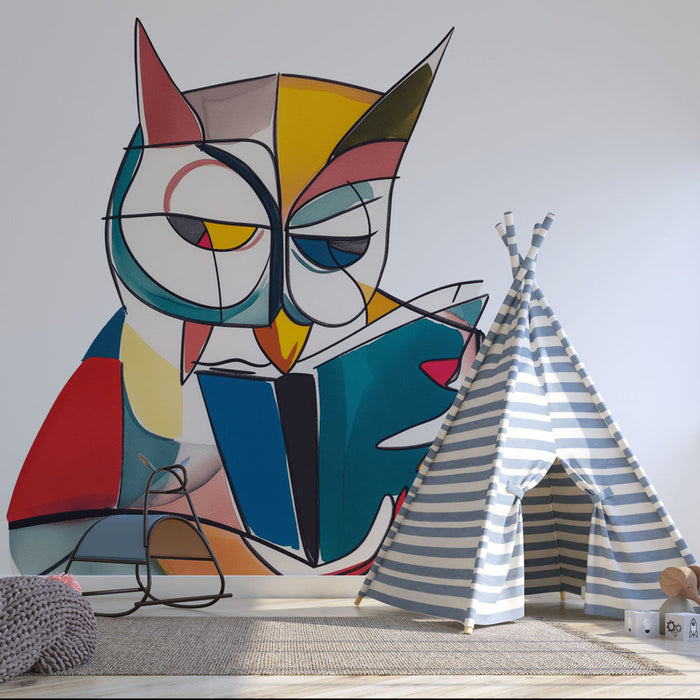 Colorful Mural Wallpaper | Owl Reading