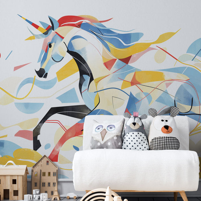 Colorful Mural Wallpaper | Galloping Unicorn