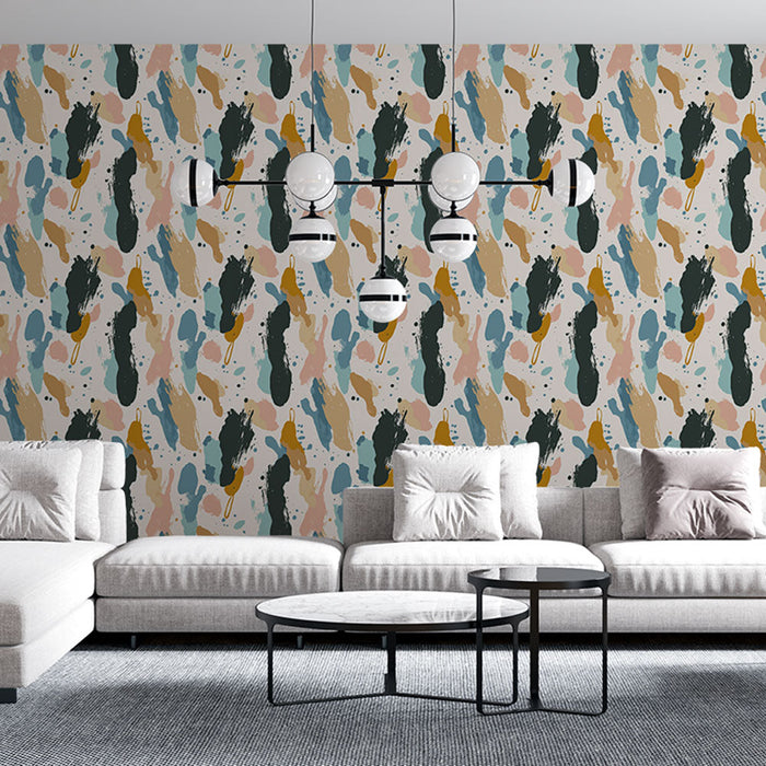 Abstrakt farverig fototapet | Kunstneriske pletmønstre i bløde og levende nuancer