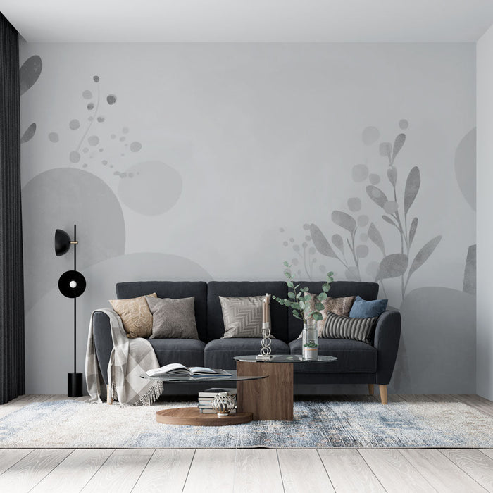 Tapete με αβστράκτ σχέδιο | Λουλούδια και παστέλ μαύρο και λευκό σχήματα