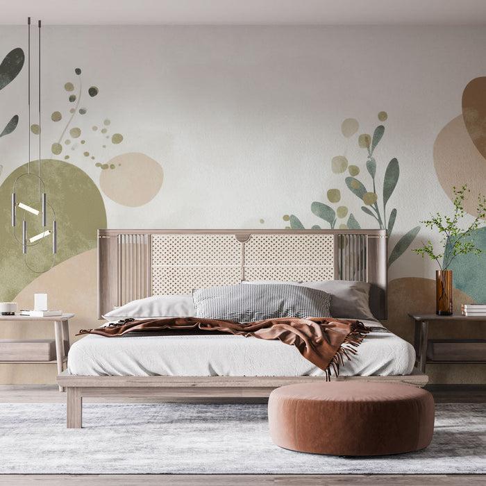 Tapete τοιχογραφίας αφαιρετικό | Λουλούδια και ανοιχτόχρωμες μορφές