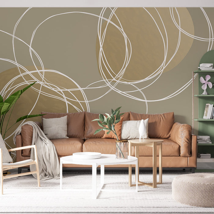 Abstraktní Tapeta | Geometrické tvary a propletené čáry v odstínech béžové