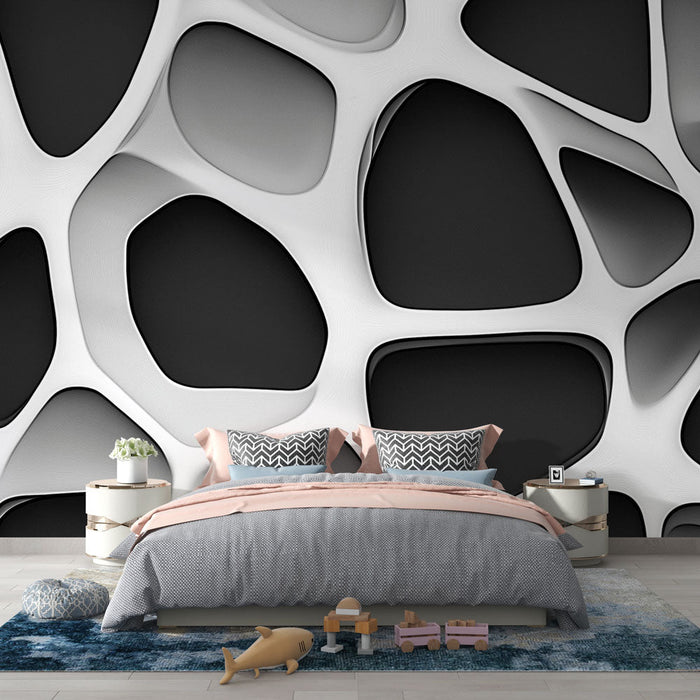 Tapeta | Organické tvary v černé a bílé