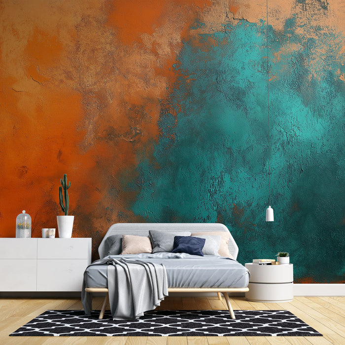 Carta da parati | Miscela vibrante di arancione e turchese
