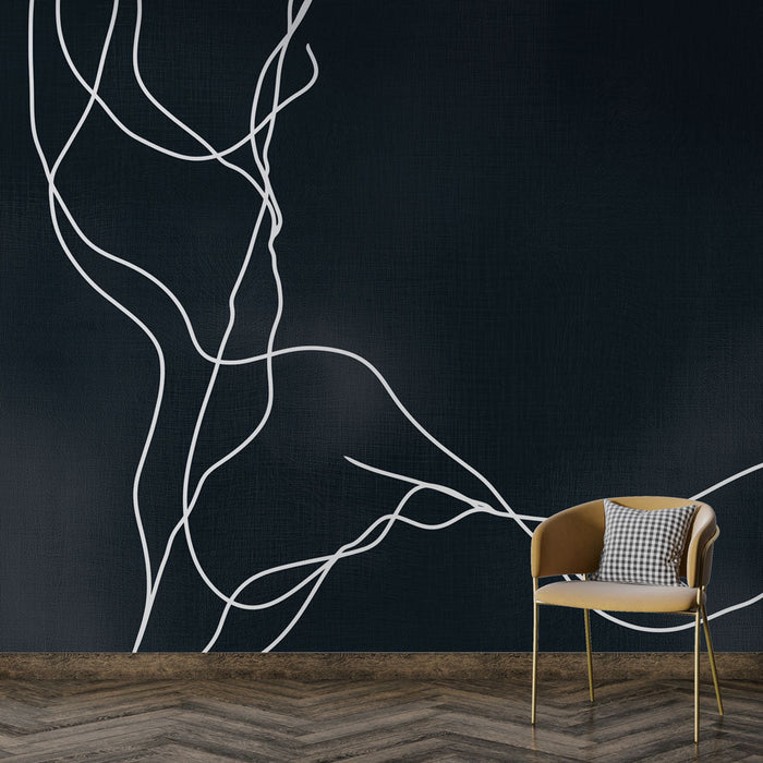 Μινιμαλιστική αφηρημένη ταπετσαρία τοίχου | Λευκές γραμμές σε σκοτεινό φόντο