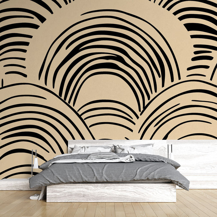 Tapetti | Aaltoviivakuvio beigellä taustalla