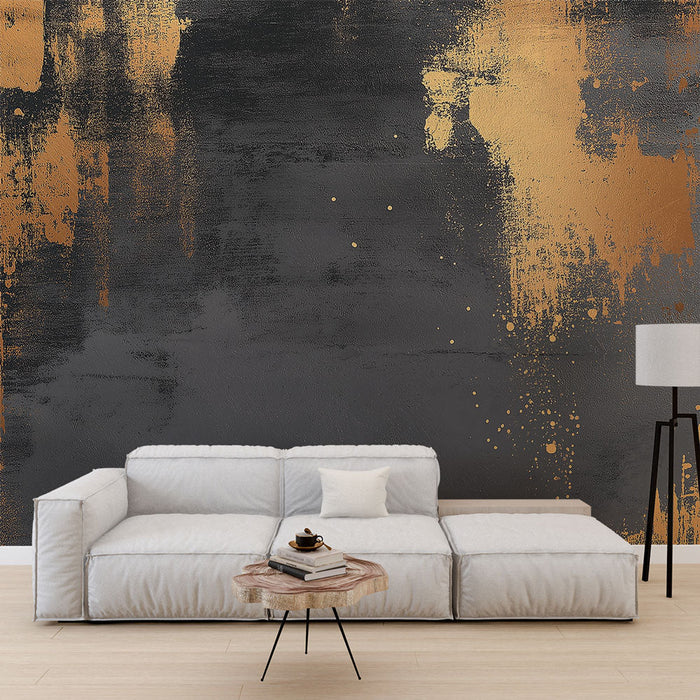 Mural Wallpaper abstract | Black and gold modern pattern