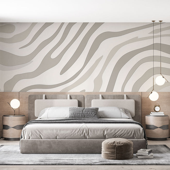 Mural Wallpaper abstract | Wavy pattern in neutral tones