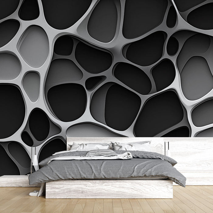 Foto Behang | Organisch patroon in zwart en wit