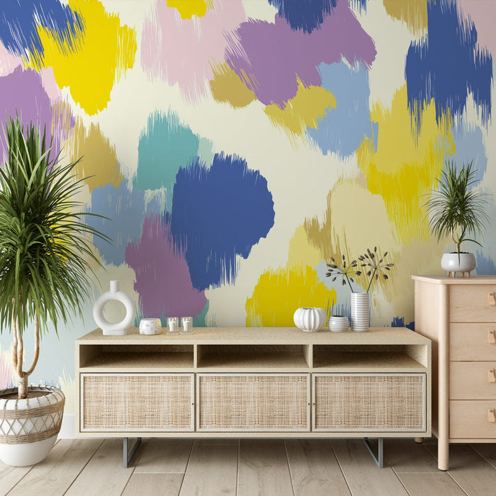 Abstrakcyjna tapeta | Kolorowe pociągnięcia pędzla na jasnym tle