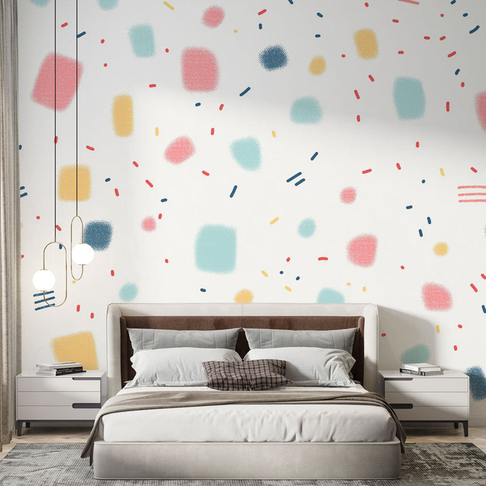 Mural Wallpaper abstract | Colorful patterns on white background