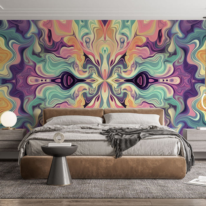 Mural Wallpaper Abstract | Fluid Patterns in Pastel Colors