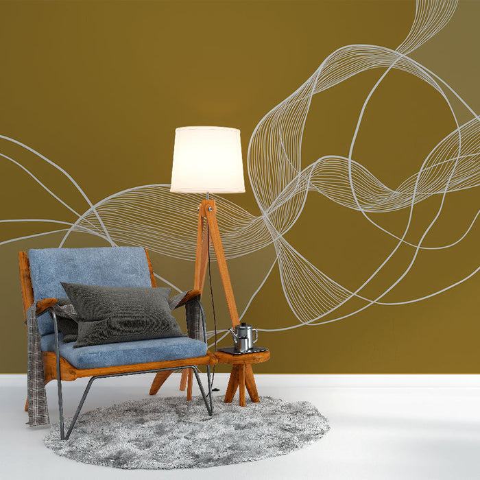 Carta da parati astratta | Motivi fluidi su sfondo ocra