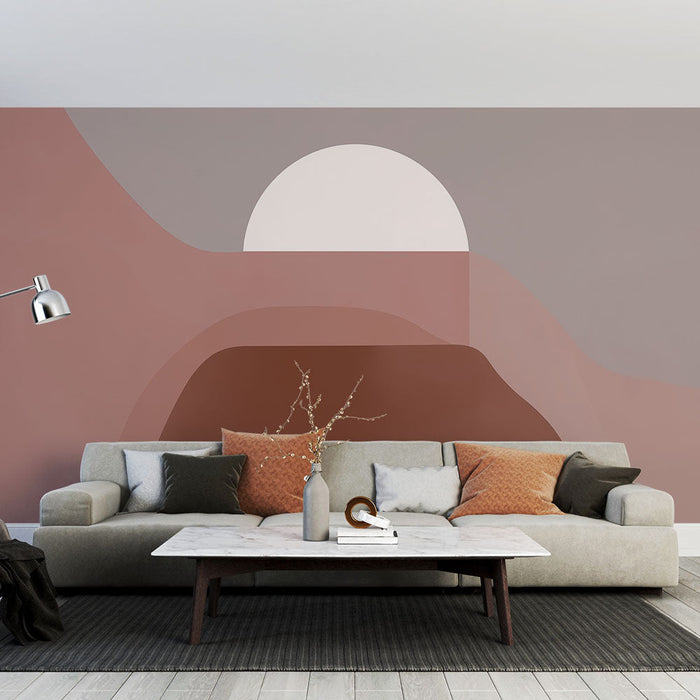 Abstraktna Tapeta | Valoviti vzorci v roza in bež tonih