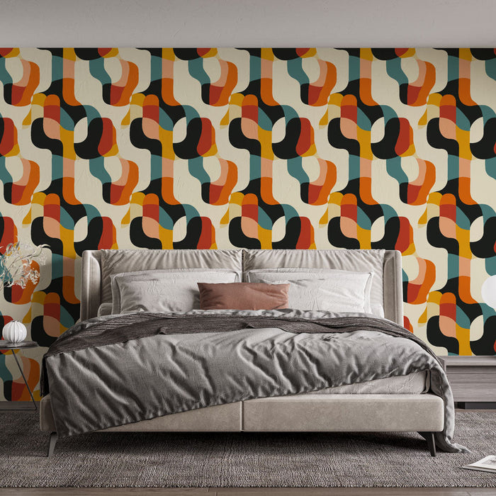 Tapete τοίχου αφηρημένο | Οργανικά μοτίβα σε ζωηρά χρώματα σε ανοιχτό φόντο