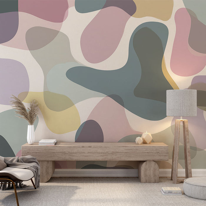 Carta da parati astratta | Motivi organici in tonalità tenui