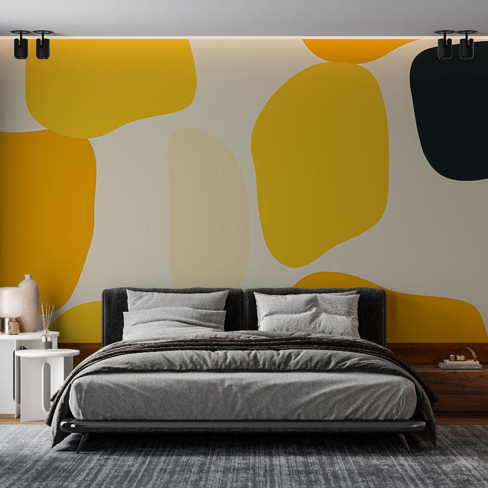 Mural Wallpaper abstrakt | Organiske mønstre i gult og svart