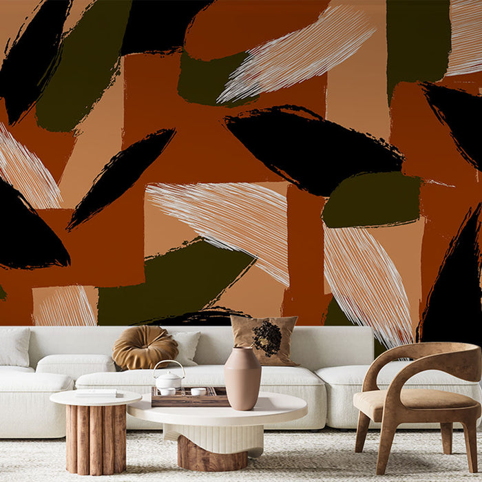 Tapete apstraktnog zida | Organski uzorci u terakoti i crnoj boji