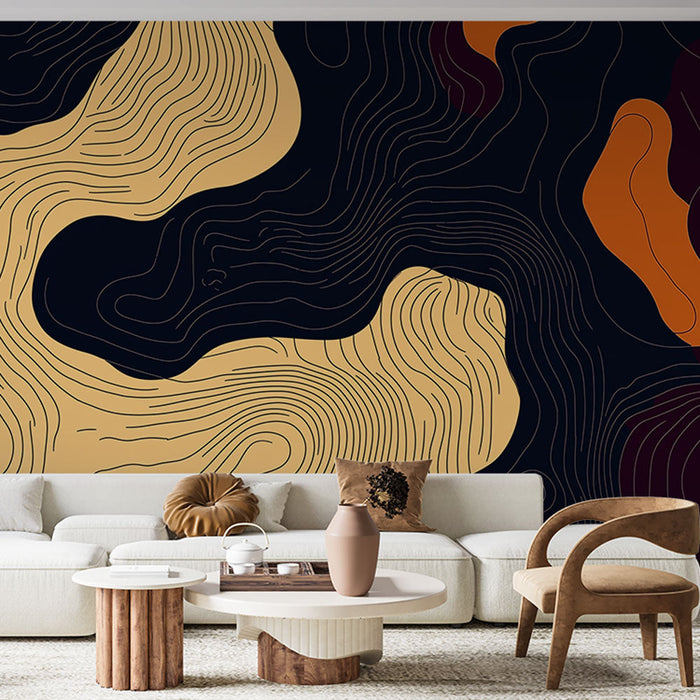 Mural Wallpaper Abstract | Organic Patterns in Warm and Dark Tones