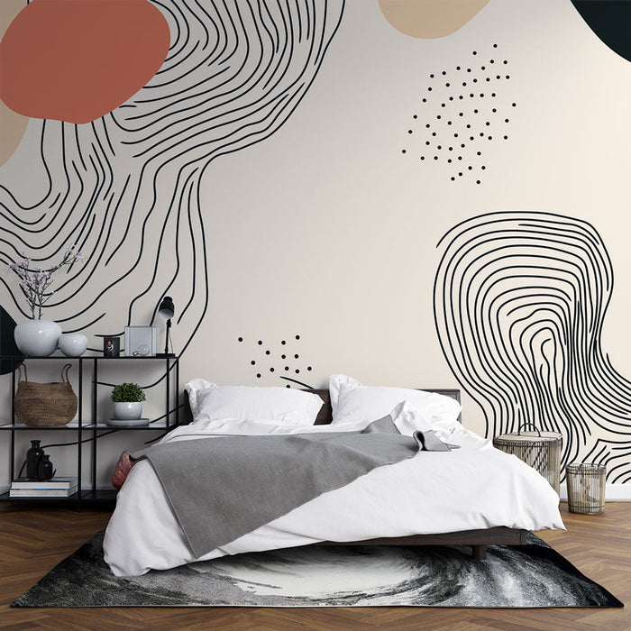 Mural Wallpaper abstract | Organic patterns and fluid lines on a light background