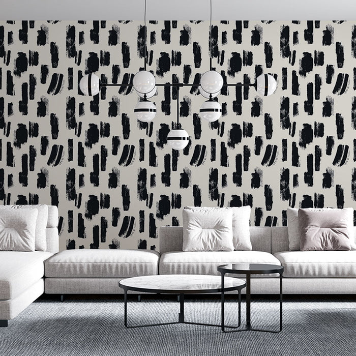 Fototapete abstrakt schwarz und weiß | Grafisches Muster mit modernen Pinselstrichen