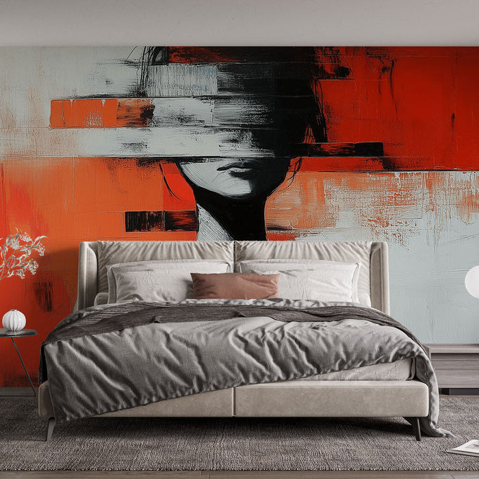 Paberitapeet | Õrn siluett punaste ja valgete värvipuhangutega