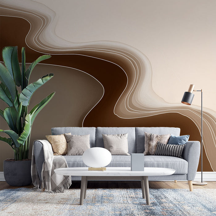 Foto Behang abstract aards | Vloeiende patronen in tinten bruin en beige