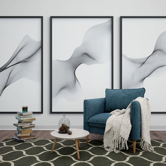 Papel de parede | Ondas Gráficas Monocromáticas em Preto e Branco