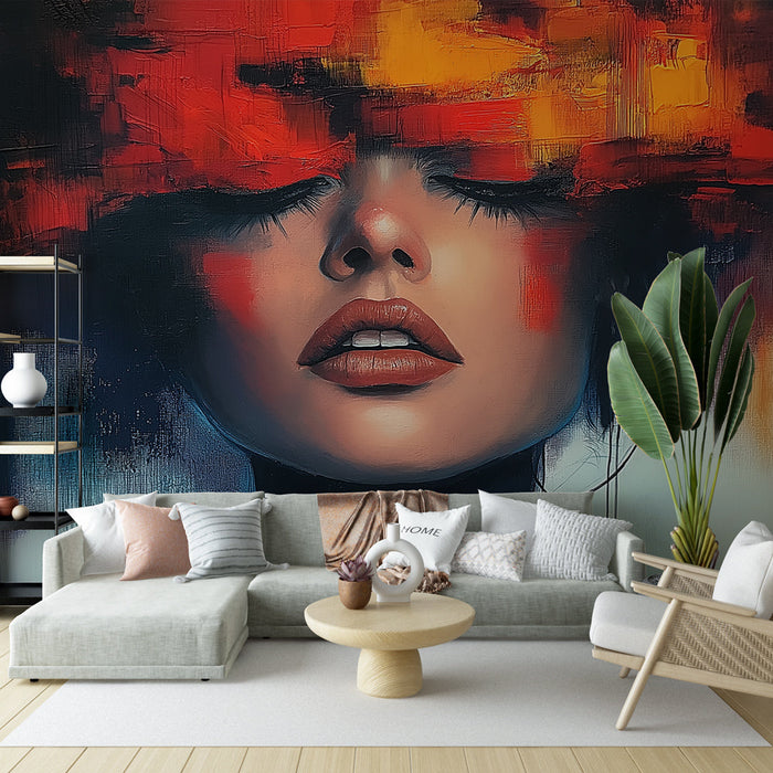 Seinatapeet | Naise nägu erksate värvide plahvatusega