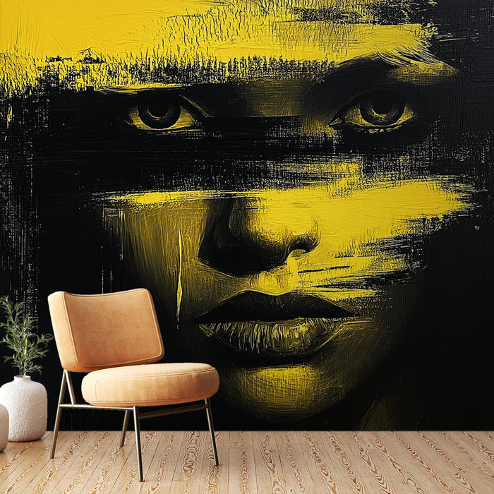 Tapetă | Față misterioasă în negru și galben
