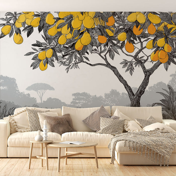 Tapeta z cytrusami | Drzewo pomarańczy na kojącym tle
