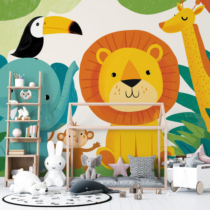 Fototapet jungeldyr | Fargerike dyr i et tropisk miljø