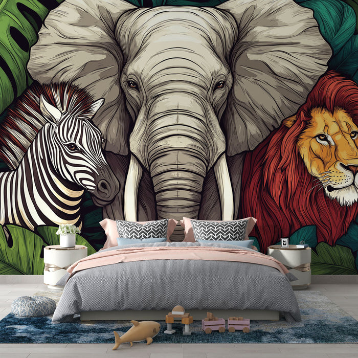 Foto Behang savanne dieren | Wilde elegantie in het hart van de natuur