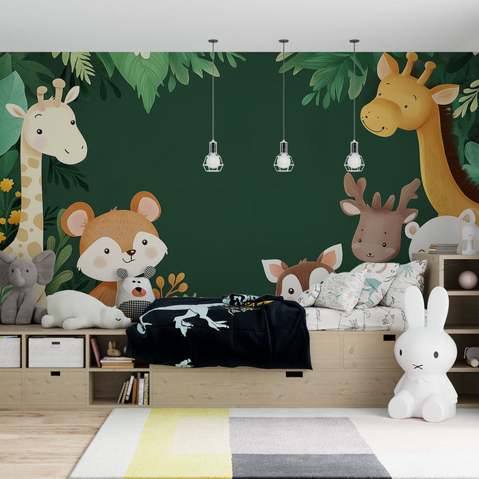 Tapetti eläimet | Pehmeitä eläinhahmoja värikkäässä metsässä